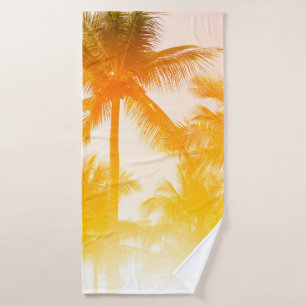 Green coconut trees bath towel