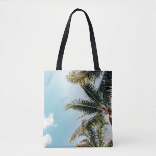 Green coconut trees tote bag
