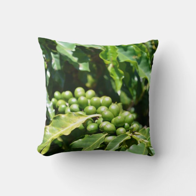 Green Coffee Berries Throw PIllow (Front)