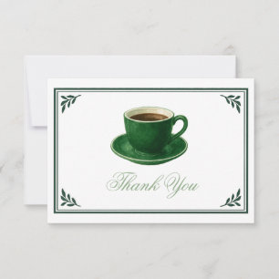 Green Coffee Cup Baby Shower Elegant Thank You Card