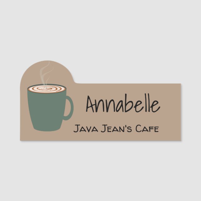 Green Coffee Cup Name Tag (Front)