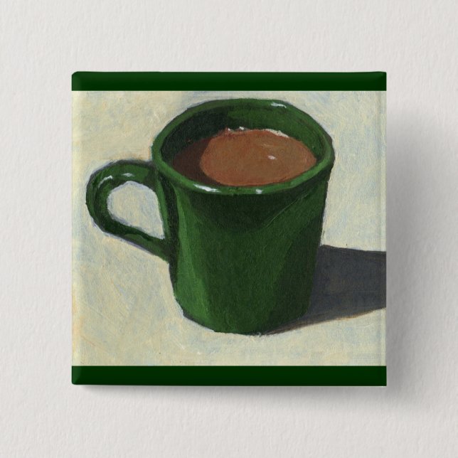 GREEN COFFEE MUG: IMPRESSIONIST PAINTING 15 CM SQUARE BADGE (Front)