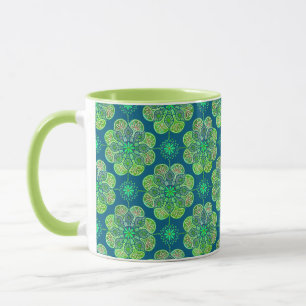 Green Coffee Mug with tile Design