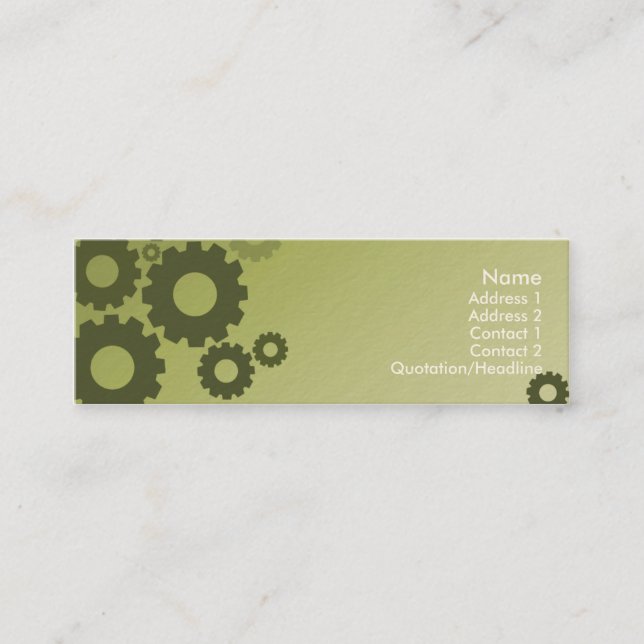 Green Cogs - Skinny Mini Business Card (Front)