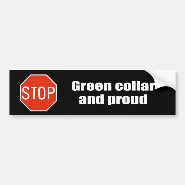 Green collar and proud bumper sticker (Front)