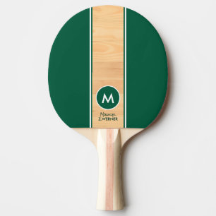 Green Color Cool wood-like stripe monogrammed Ping Pong Paddle