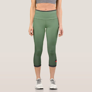 Green Color Gradient with Germany Flag Capri Leggings