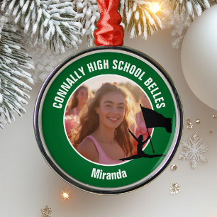Green Color Guard Photo High School Christmas Metal Tree Decoration