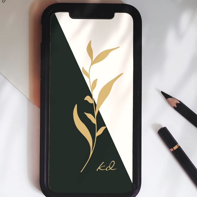 Green Colour Block Monogram Geometric Abstract Case-Mate iPhone Case (Creator Uploaded)