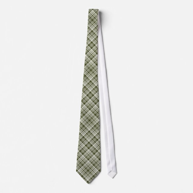 Green Colour Christmas 1 Plaid Pattern Men's Tie (Front)