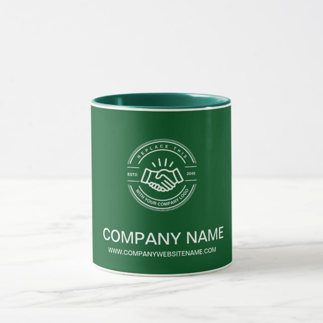 Green Colour Custom Promotional Business Logo Mug (Center)