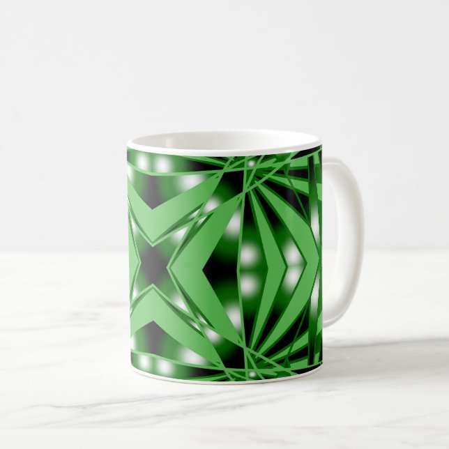 Green Colour Gradient Filled Perspective Drawing Coffee Mug (Front Right)