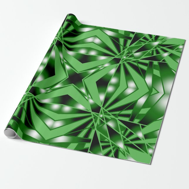 Green Colour Gradient Filled Perspective Drawing Wrapping Paper (Unrolled)