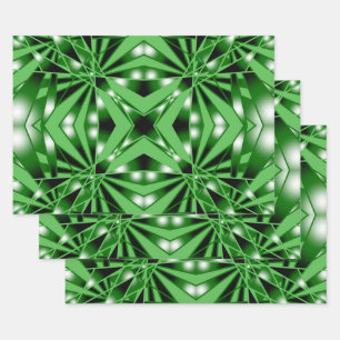 Green Colour Gradient Filled Perspective Drawing Wrapping Paper Sheet