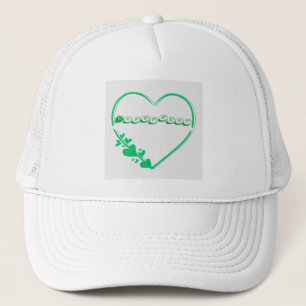 Green Colour Heart Shape with Heartbeat Text name  Trucker Hat