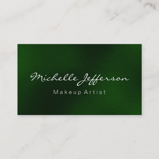 Green Colour Makeup Artist Script Business Card (Front)