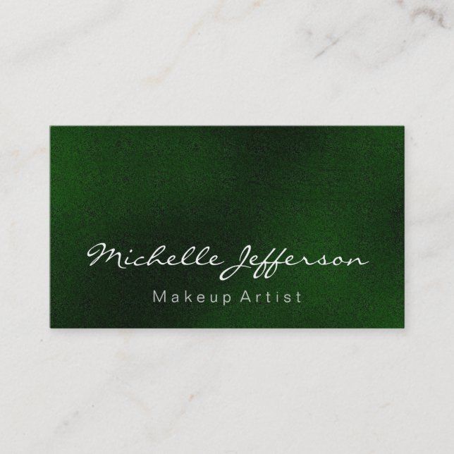Green Colour Makeup Artist Script Business Card (Front)