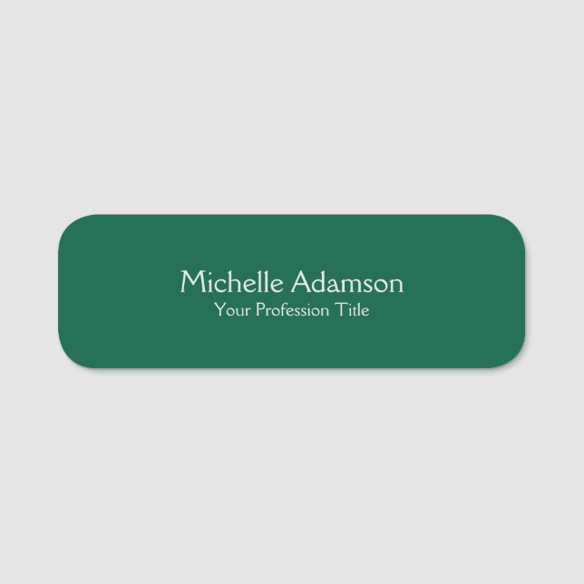 Green Colour Professional Plain Modern Name Tag (Front)