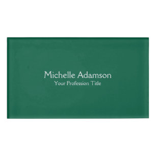 Green Colour Professional Plain Modern Name Tag