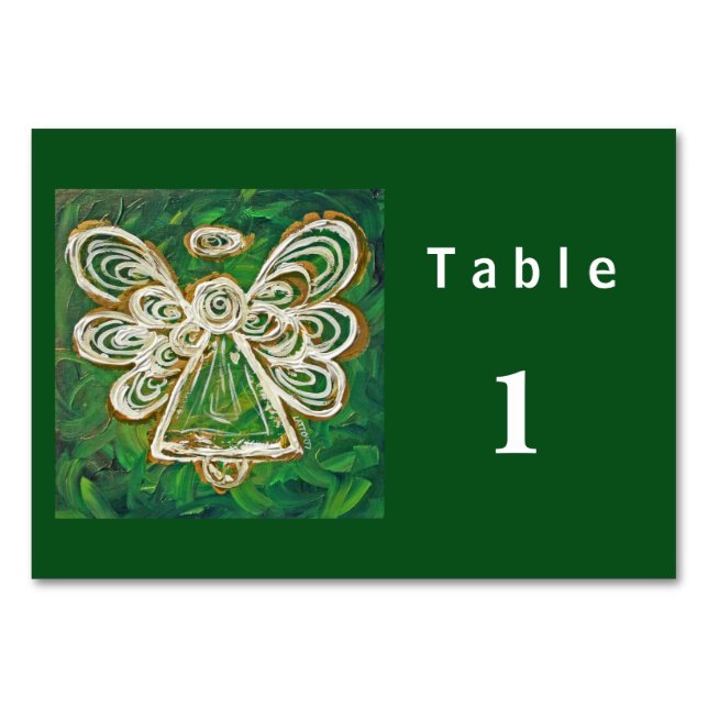Green Colour Series Angel Custom Table Cards (Back)