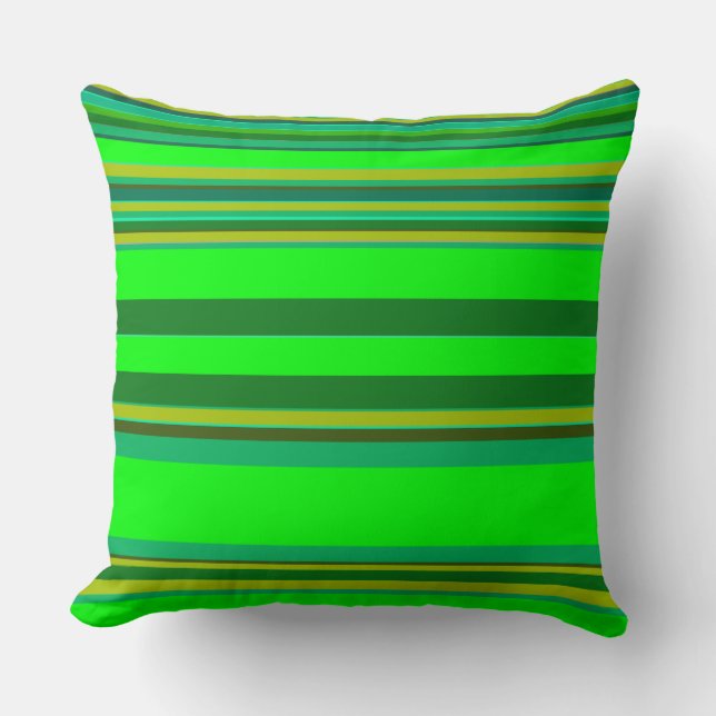 Green Colour Stripe Customised Designer Pillow (Front)