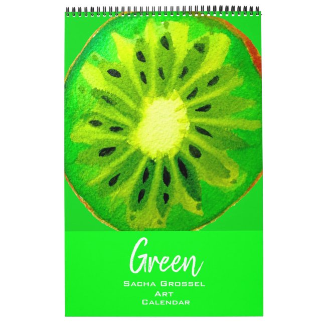 Green colour watercolor art calendar Sacha Grossel (Cover)