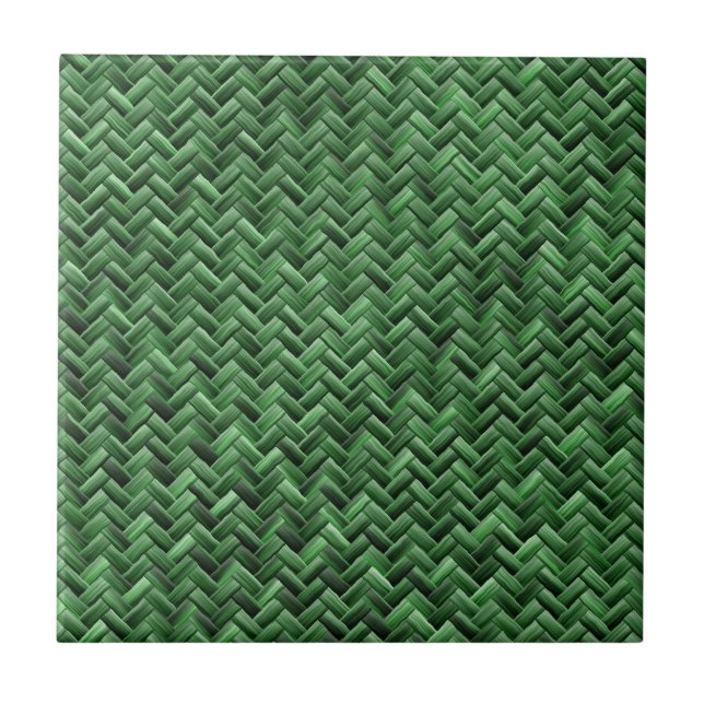 Green Coloured Basket weave Pattern Tile (Front)