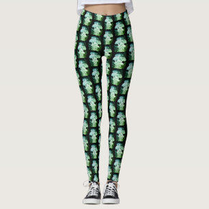 Green Coloured Mushroom All Over Customised Modern Leggings
