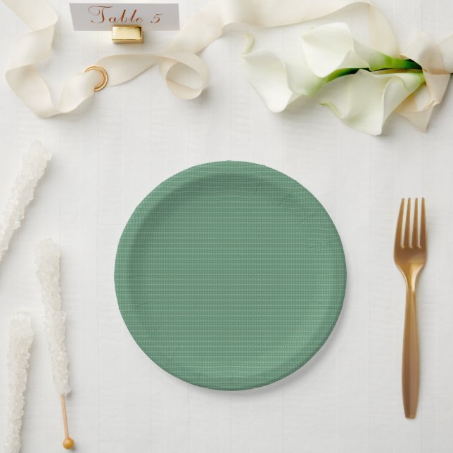 Green Coloured Tiny Polka Dot Texture (Light) g9 Paper Plate (Wedding)