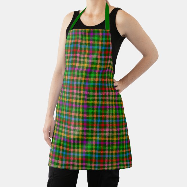 Green Colourful Gingham Plaid Pattern  Apron (Insitu)