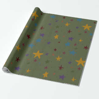 Green Colourful Star Wrapping Paper