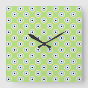 Green Combination Circles by Shirley Taylor Square Wall Clock