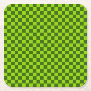 Green Combination Classic Checkerboard by STaylor Square Paper Coaster