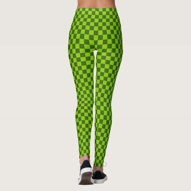 Green Combination Classic Chequerboard by STaylor Leggings (Back)