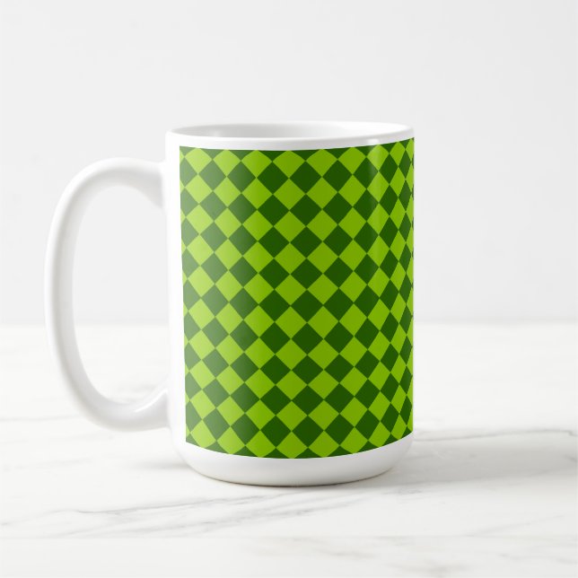 Green Combination Diamond Pattern by STaylor Coffee Mug (Left)