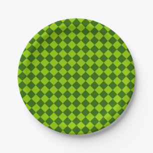 Green Combination Diamond Pattern by STaylor Paper Plate
