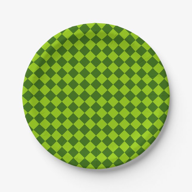 Green Combination Diamond Pattern by STaylor Paper Plate (Front)