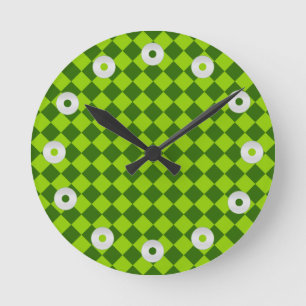 Green Combination Diamond Pattern by STaylor Round Clock