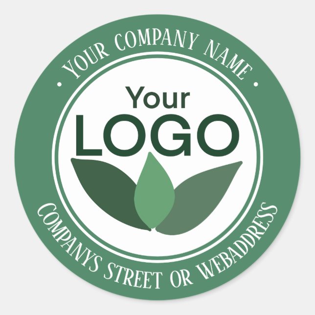 Green Company logo and address  Classic Round Sticker (Front)
