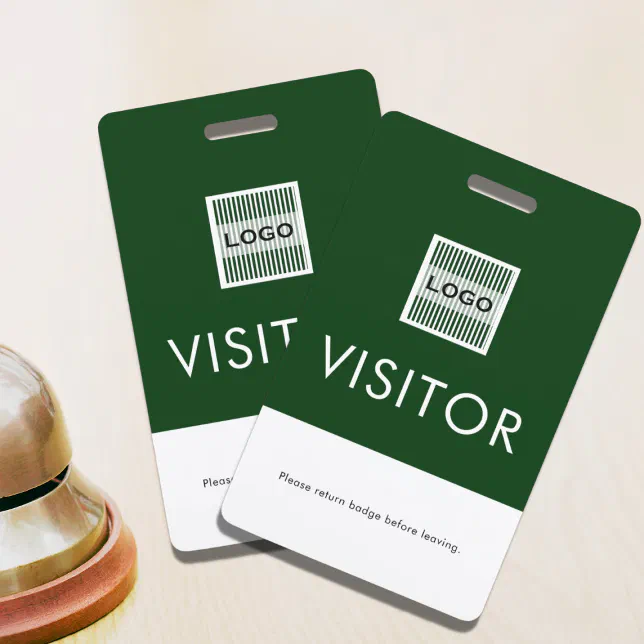 Return Id Badge Sign Green Company Logo Visitor Badge Return Request ID Badge | Zazzle