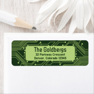 Green Computer Circuit Board Bar Mitzvah Address