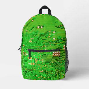 Green Computer Circuit Board Printed Backpack