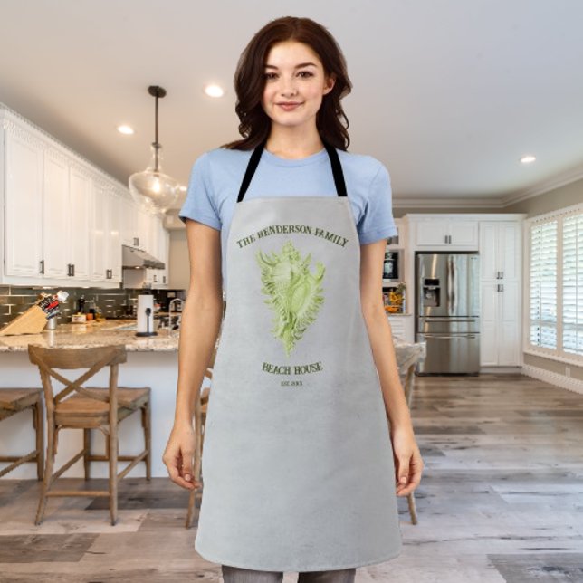 Green Conch Shell Apron (Green Conch Shell Personalized Apron)