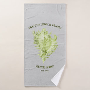Green Conch Shell Bath Towel Set