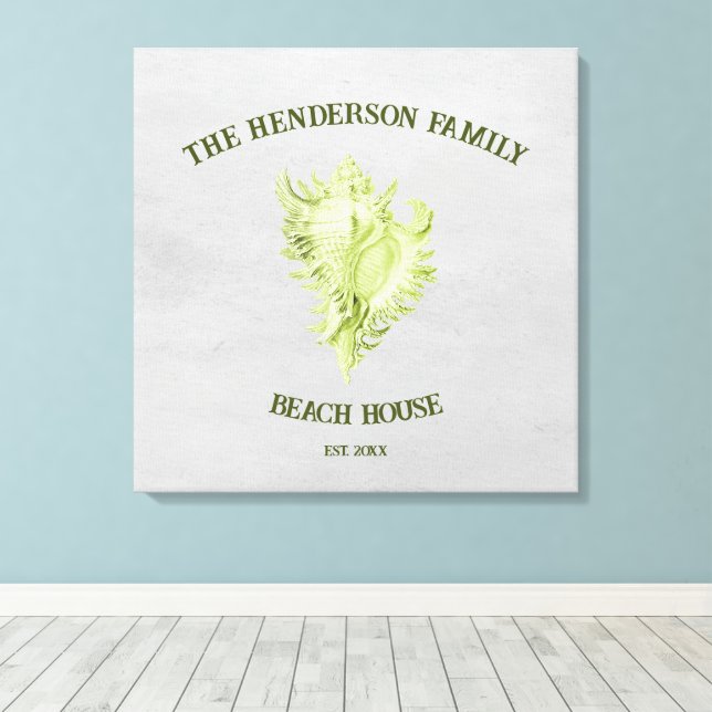 Green Conch Shell Canvas Print (Insitu(Wood Floor))