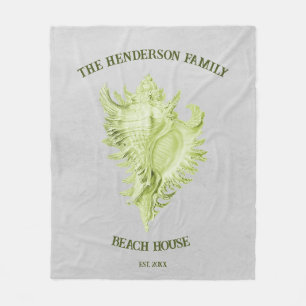 Green Conch Shell Fleece Blanket