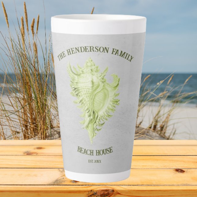 Green Conch Shell Latte Mug (Green Conch Shell Personalized Latte Mug)