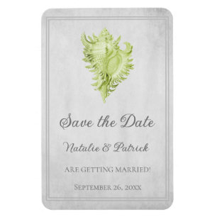 Green Conch Shell Save the Date Magnet