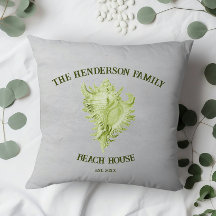 Green Conch Shell Throw Pillow