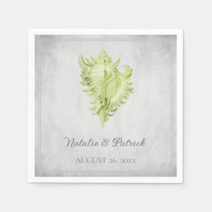Green Conch Shell Wedding Paper Napkins